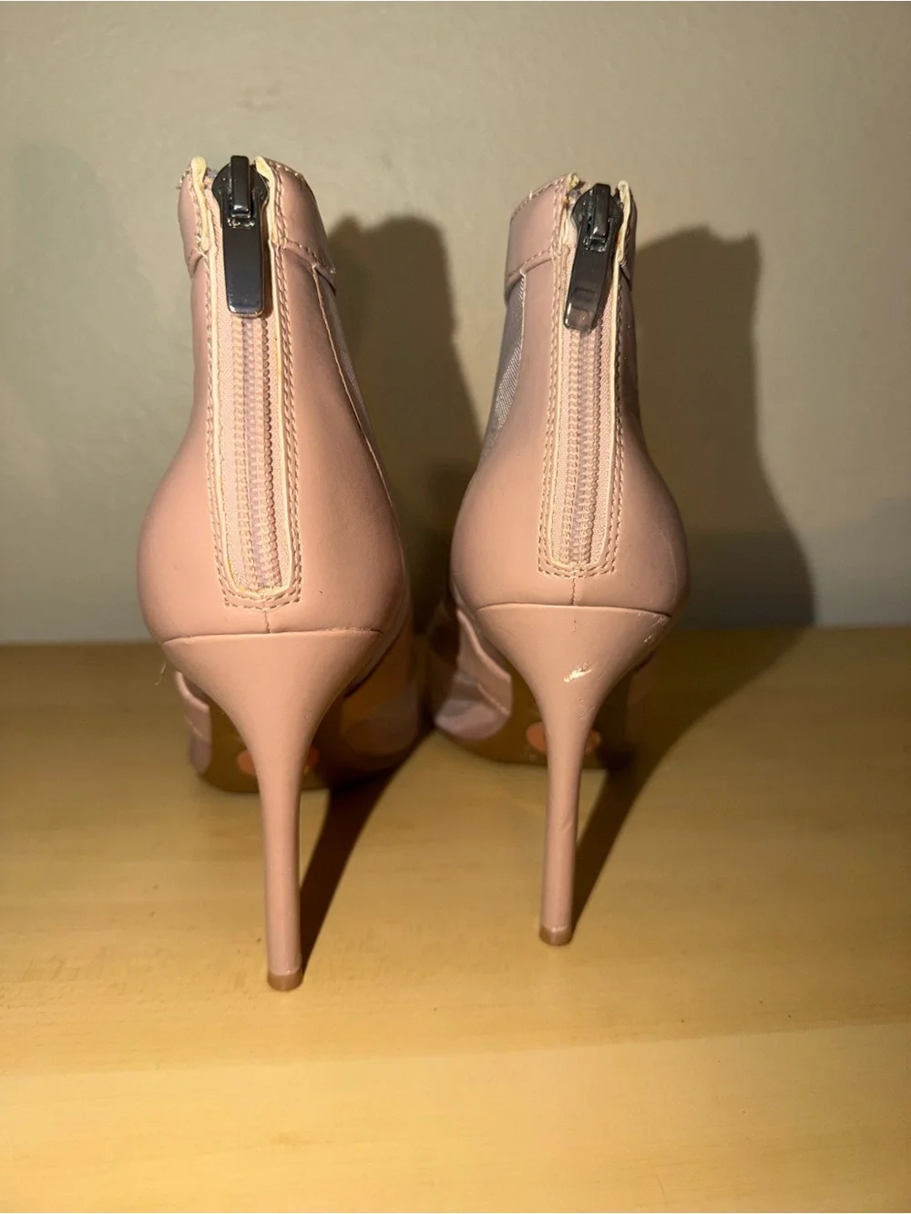 Women's Nude Mesh Wedge heels.